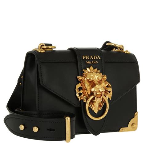 prada animalier leather satchel bag nero